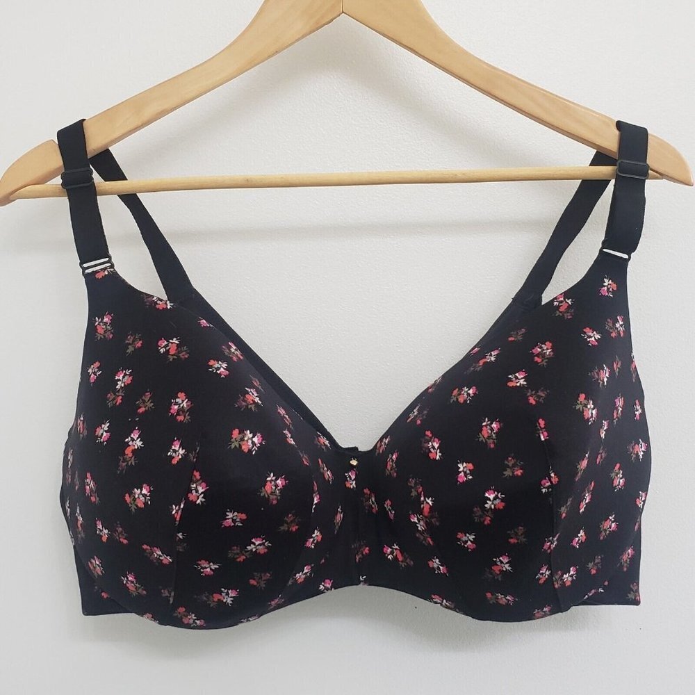 Cacique Black Floral Balconette Bra Size 42DDD